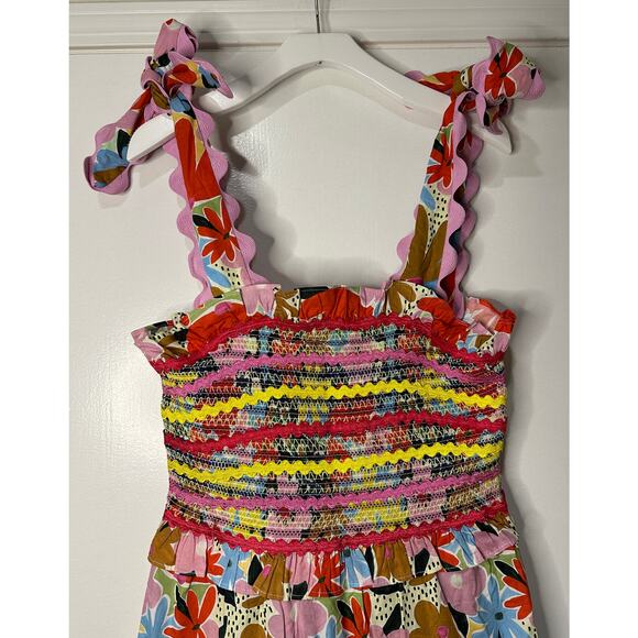 Celia B Nilsa Dress Floral Tiered Midi Medium NWT Scalloped Details Tie Straps - Picture 4 of 14